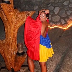 Hanifa red backless dress